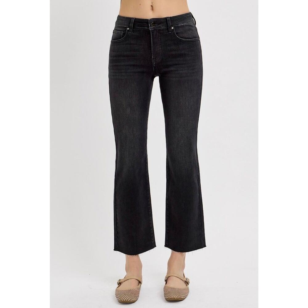 Risen Tummy Control Mid Rise Crop Straight Jeans